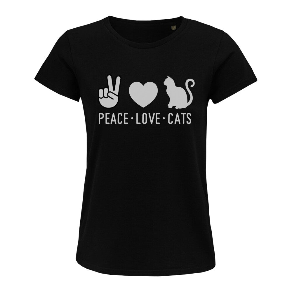 Katzen T-Shirt Frauen Peace Love Cats