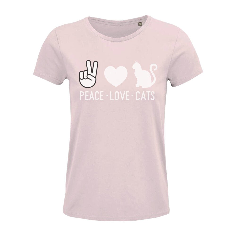 Katzen T-Shirt Frauen Peace Love Cats