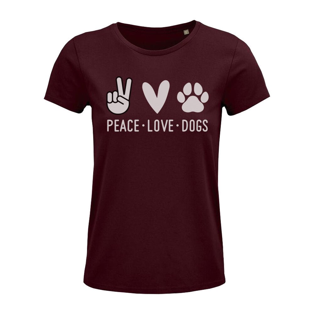 Hunde T-Shirt Frauen Peace Love Dogs