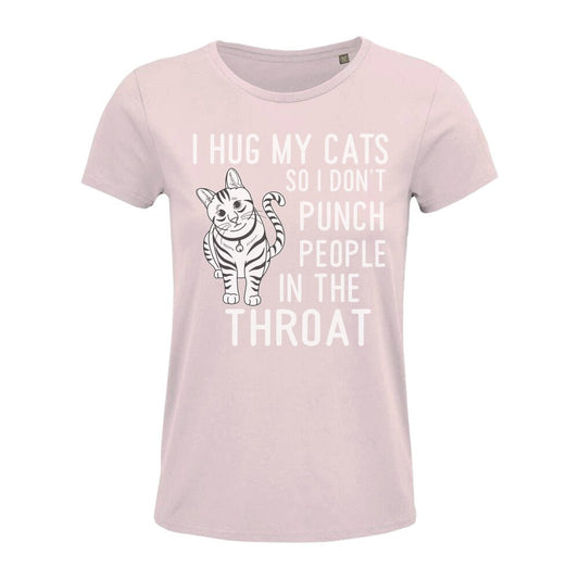 Katzenliebhaber T-Shirt / Klassisch organisches Frauen T-Shirt I hug my Cats so I .....
